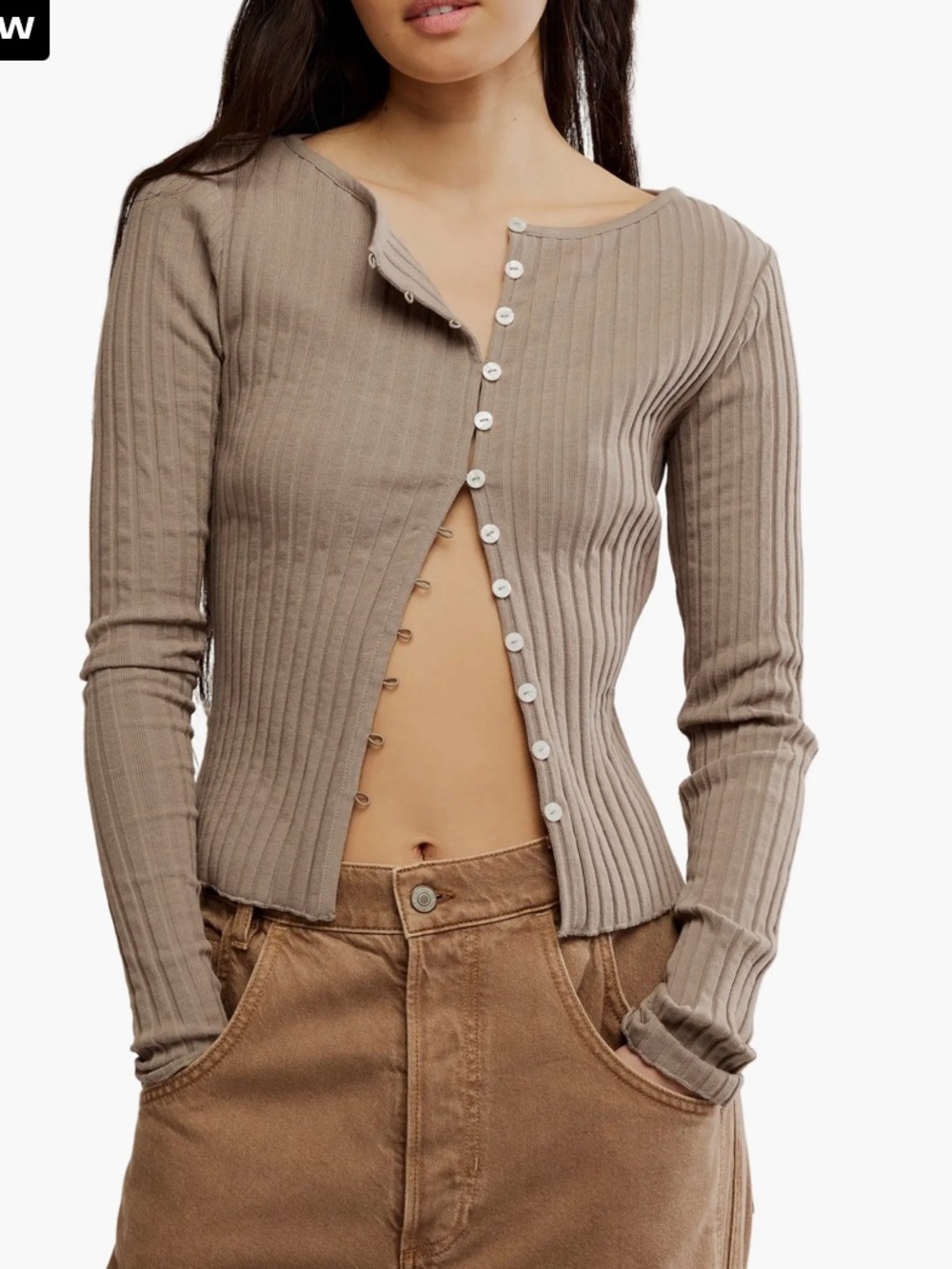 Free people Tilly Rib Long Sleeve Button-Up Top